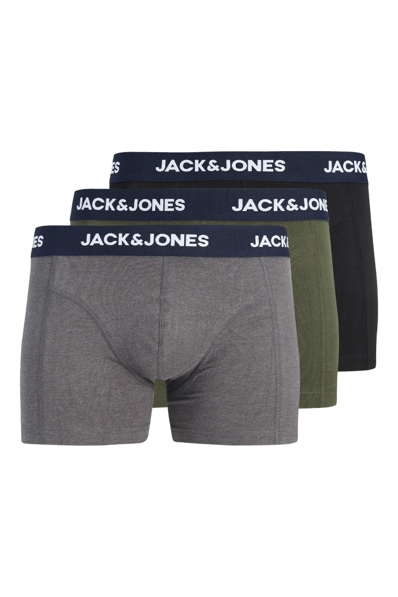 Jack & Jones Erkek Jaclamp 3'lü Boxer 12300931 Haki Siyah Gri HAKİ SİYAH GRİ