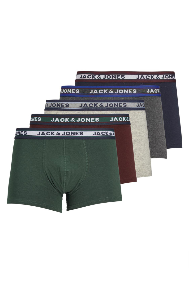 Jack & Jones Erkek Jacolıver 5'li Boxer 12165348 Koyu Gri Koyu Gri