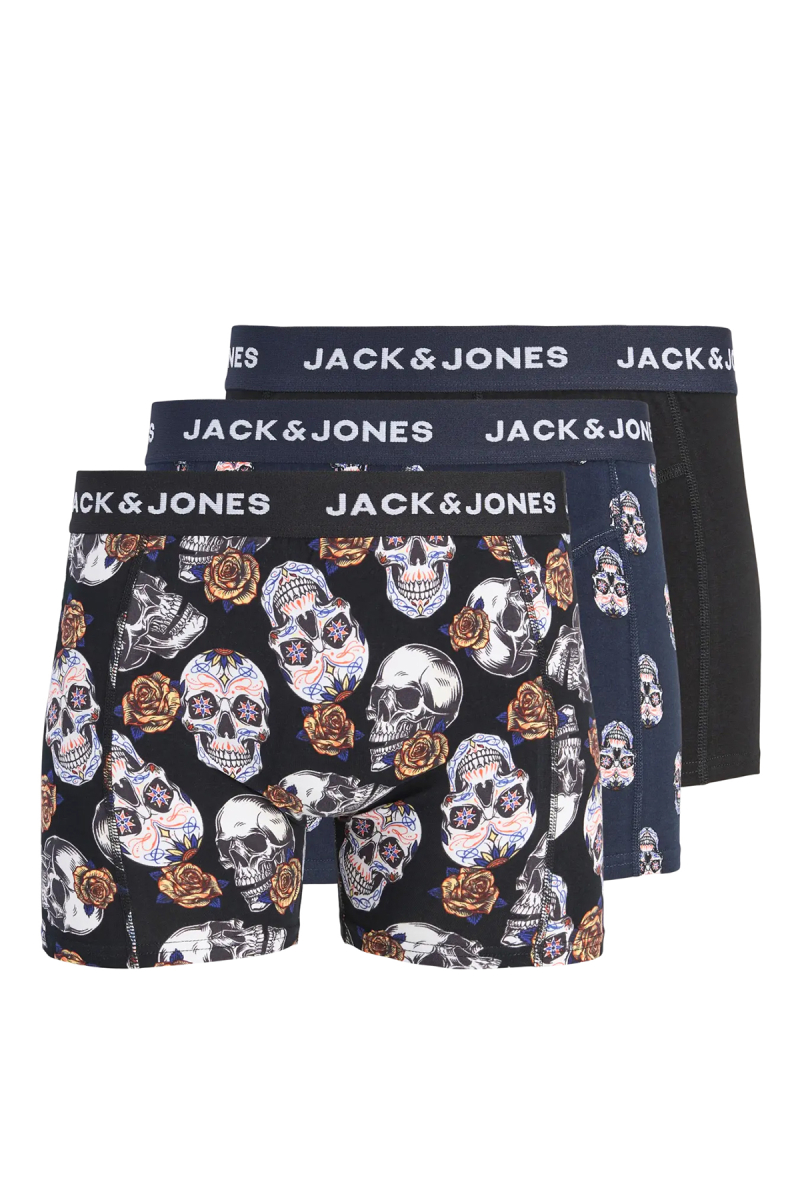 Jack & Jones Erkek Jacraul 3'lü Boxer 12301210 Siyah Siyah