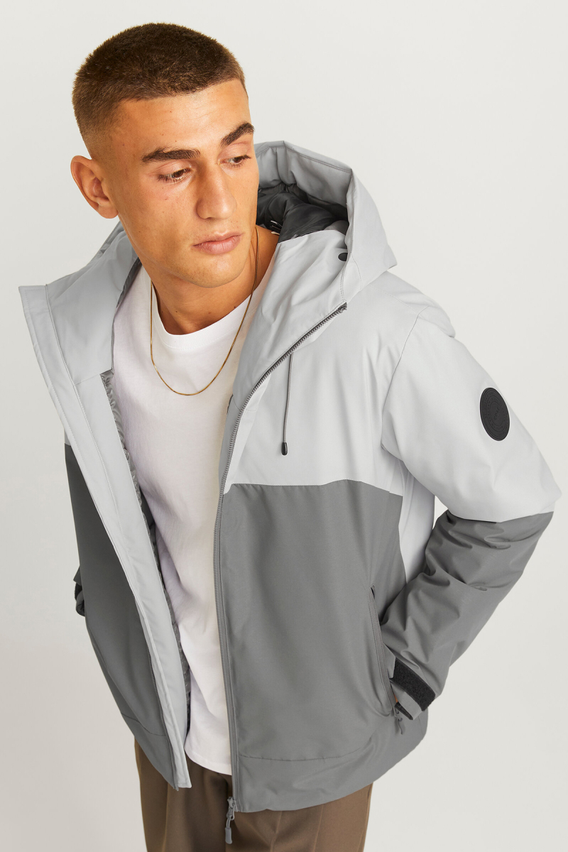 Jack & Jones Erkek Jcoaıden Kapüşonlu Suya Dayanıklı Softshell Mont 12260486 Gri Gri