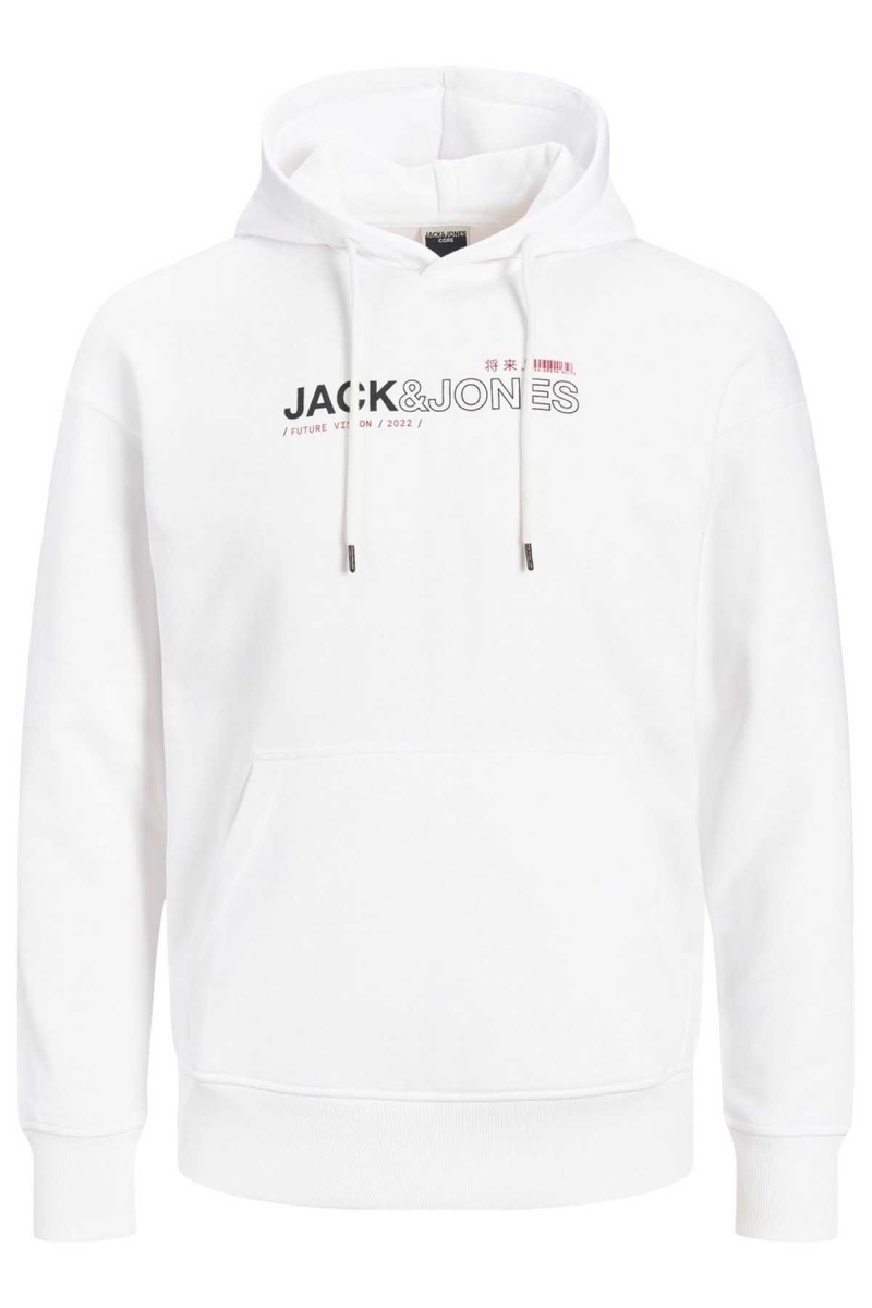 Jack & Jones Erkek Jcomono Vision Kapüşonlu Sweatshirt 63412216286 Beyaz Beyaz