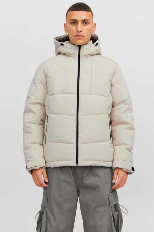 Jack & Jones Erkek Jcootıs Su Geçirmez Kapüşonlu Şişme Mont 12239001 Ekru Ekru