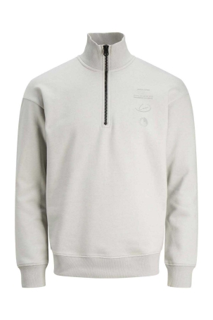 Jack & Jones Erkek Jcoreflect Dik Yaka Regular Fit Sweatshirt 12242262 Gri Gri