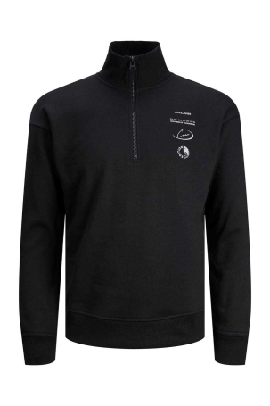 Jack & Jones Erkek Jcoreflect Dik Yaka Regular Fit Sweatshirt 12242262 Siyah Siyah
