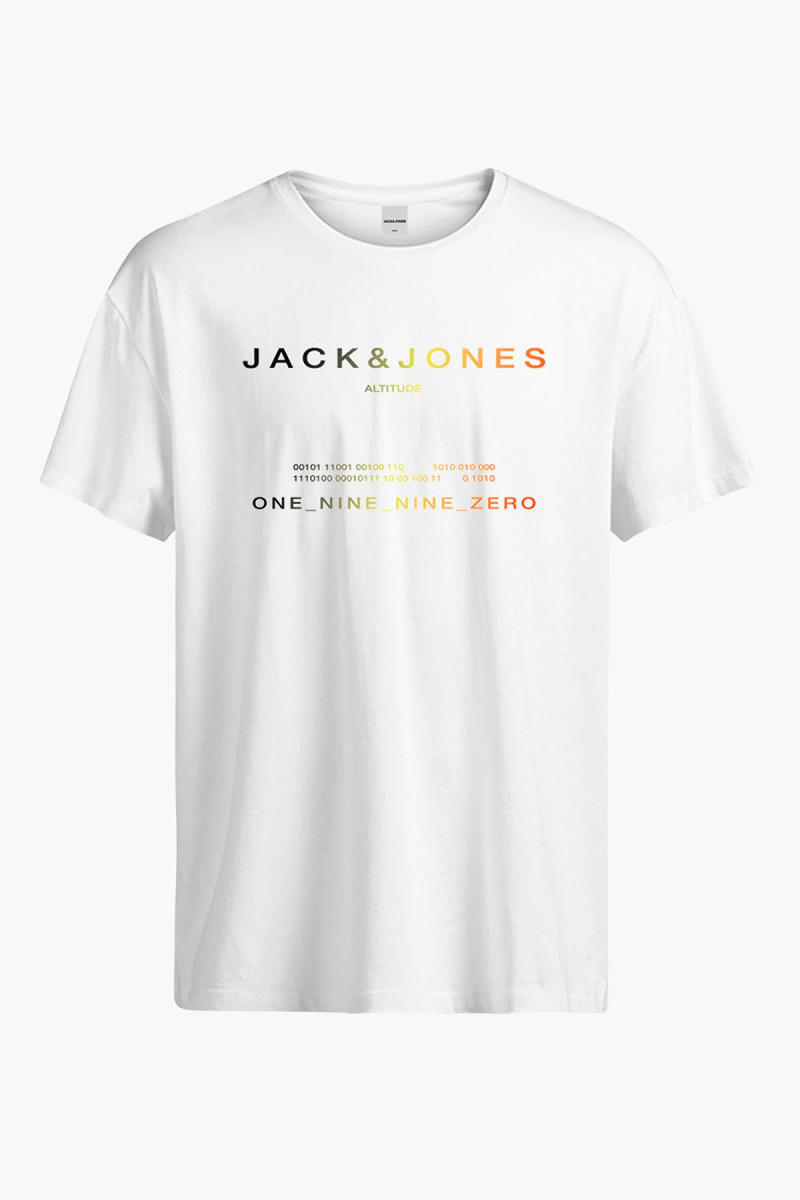 Jack & Jones Erkek Jcorıot Baskı Detaylı Bisiklet Yaka %100 Pamuk T-Shirt 12256771 Beyaz Beyaz