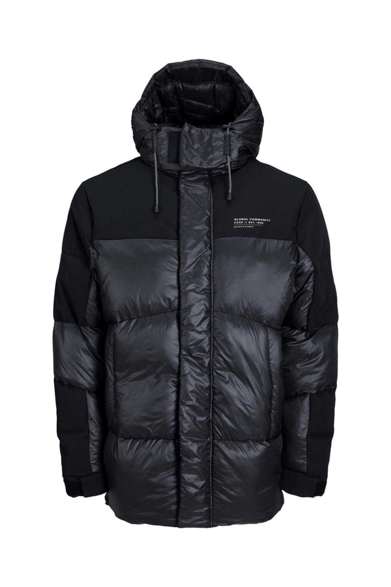 Jack & Jones Erkek Jcosouth Kapüşonlu Puffer Mont 12243424 Siyah Siyah