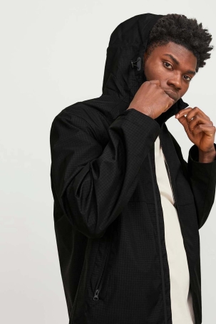 Jack & Jones Erkek Jcothread Suya Dayanıklı Kapüşonlu Softshell Mevsimlik Mont 12251514 Siyah Siyah