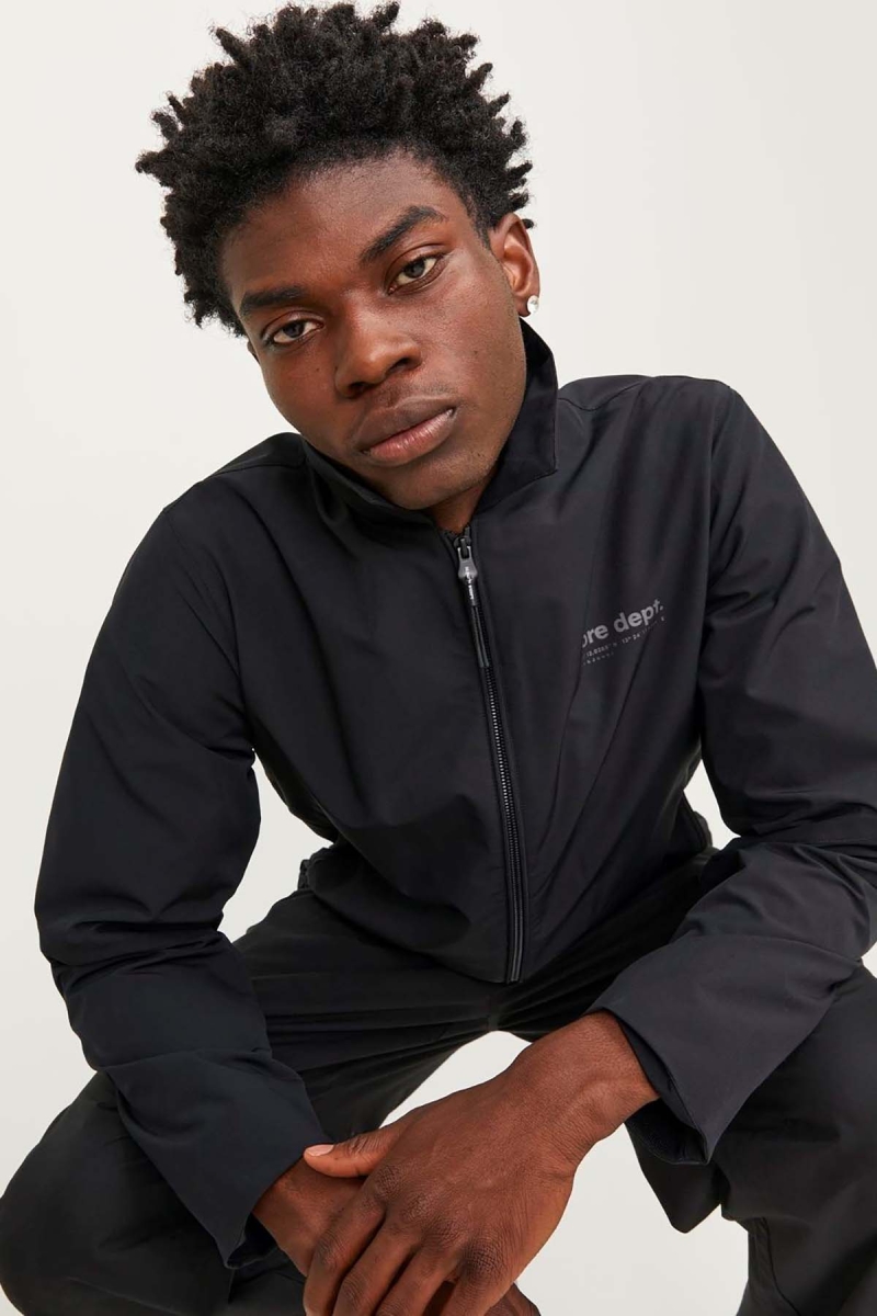 Jack & Jones Erkek Jcotrack Fermuarlı Rüzgar Geçirmez Ceket 12252916 Siyah Siyah