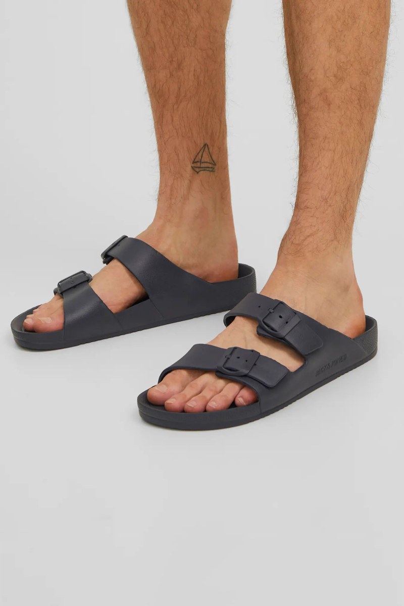 Jack & Jones Erkek Jfwcroxton Çift Bantlı Sandelet Terlik 12204004 Antrasit Antrasit