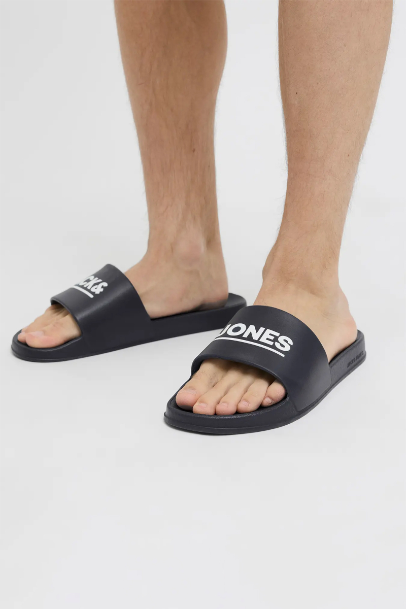 Jack & Jones Erkek Jfwollıe Yazı Detaylı Terlik 12236477 Lacivert Lacivert