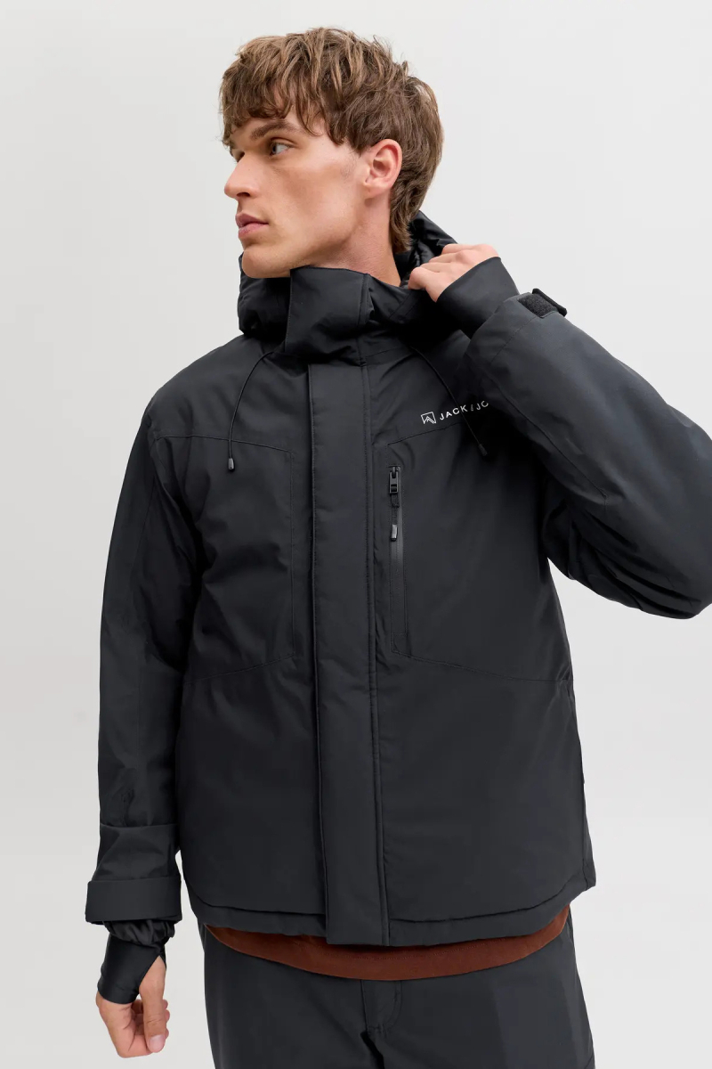 Jack & Jones Erkek Jjalpes Kapüşonlu Su ve Rüzgar Geçirmez Mont 12284649 Siyah Siyah