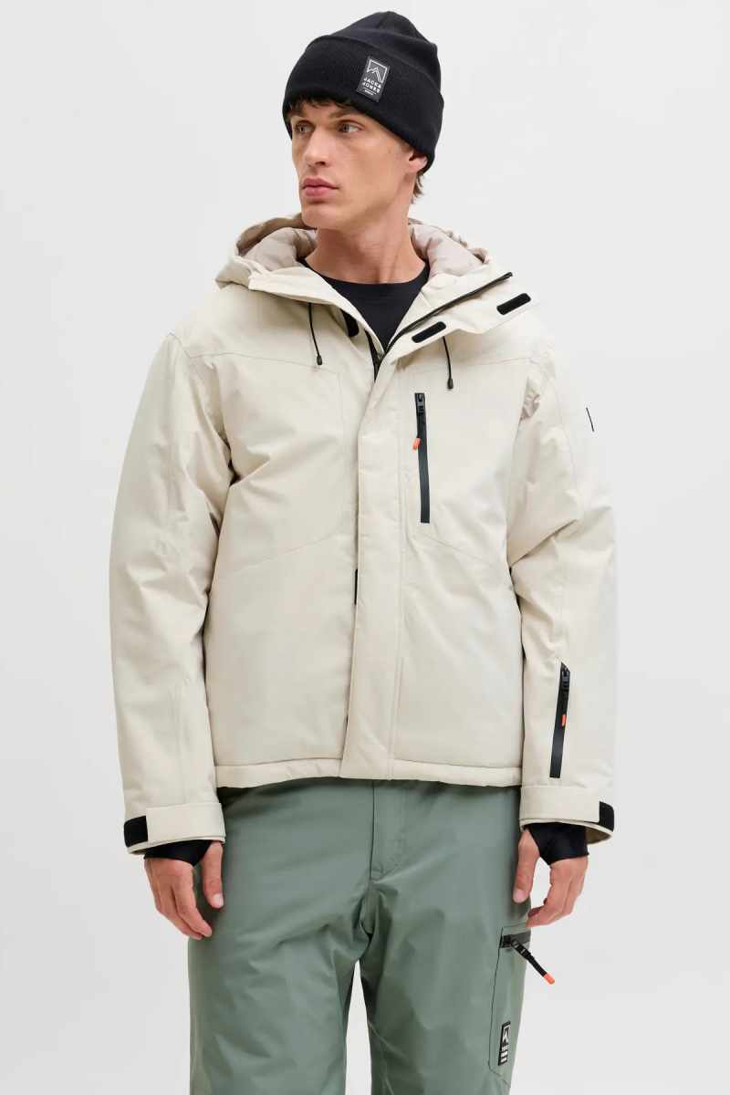 Jack & Jones Erkek Jjalpes Kapüşonlu Su ve Rüzgar Geçirmez Mont 12284649 Taş Taş