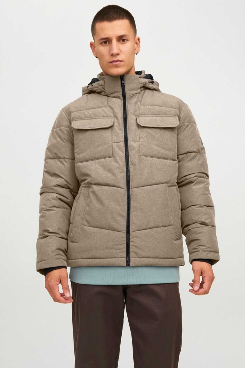 Jack & Jones Erkek Jjbrady Kapüşonlu Şişme Mont 63412212233 Bej Bej