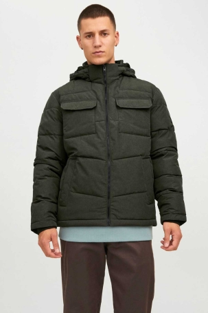 Jack & Jones Erkek Jjbrady Kapüşonlu Şişme Mont 63412212233 Yeşil Yeşil