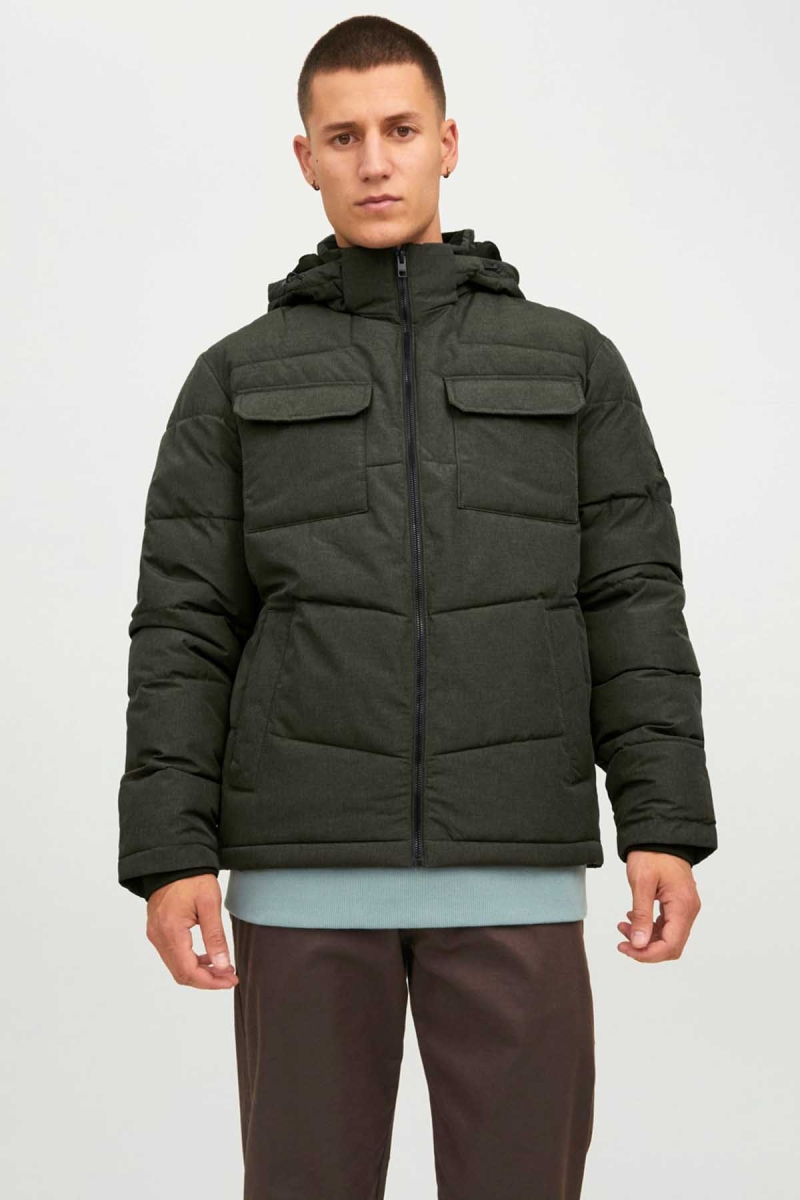 Jack & Jones Erkek Jjbrady Kapüşonlu Şişme Mont 63412212233 Yeşil Yeşil
