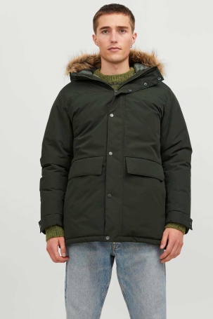 Jack & Jones Erkek Jjchamp Kapüşonlu Uzun Mont 12236096 Koyu Yeşil Koyu Yeşil