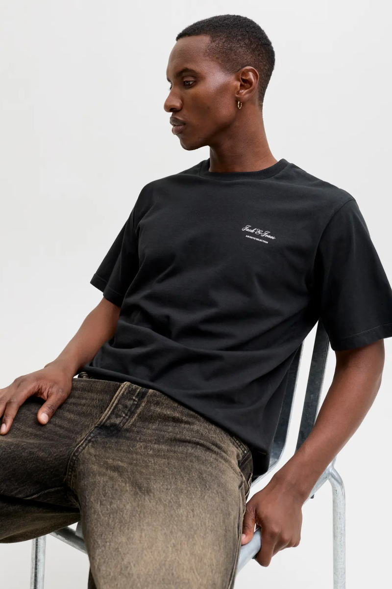 Jack & Jones Erkek Jjearchıve Bisiklet Yaka Kısa Kollu %100 Pamuk T-Shirt 12287990 Siyah Siyah