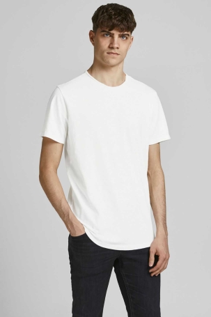 Jack & Jones Erkek Jjebasher Bisiklet Yaka T-Shirt 12182498 Beyaz Beyaz