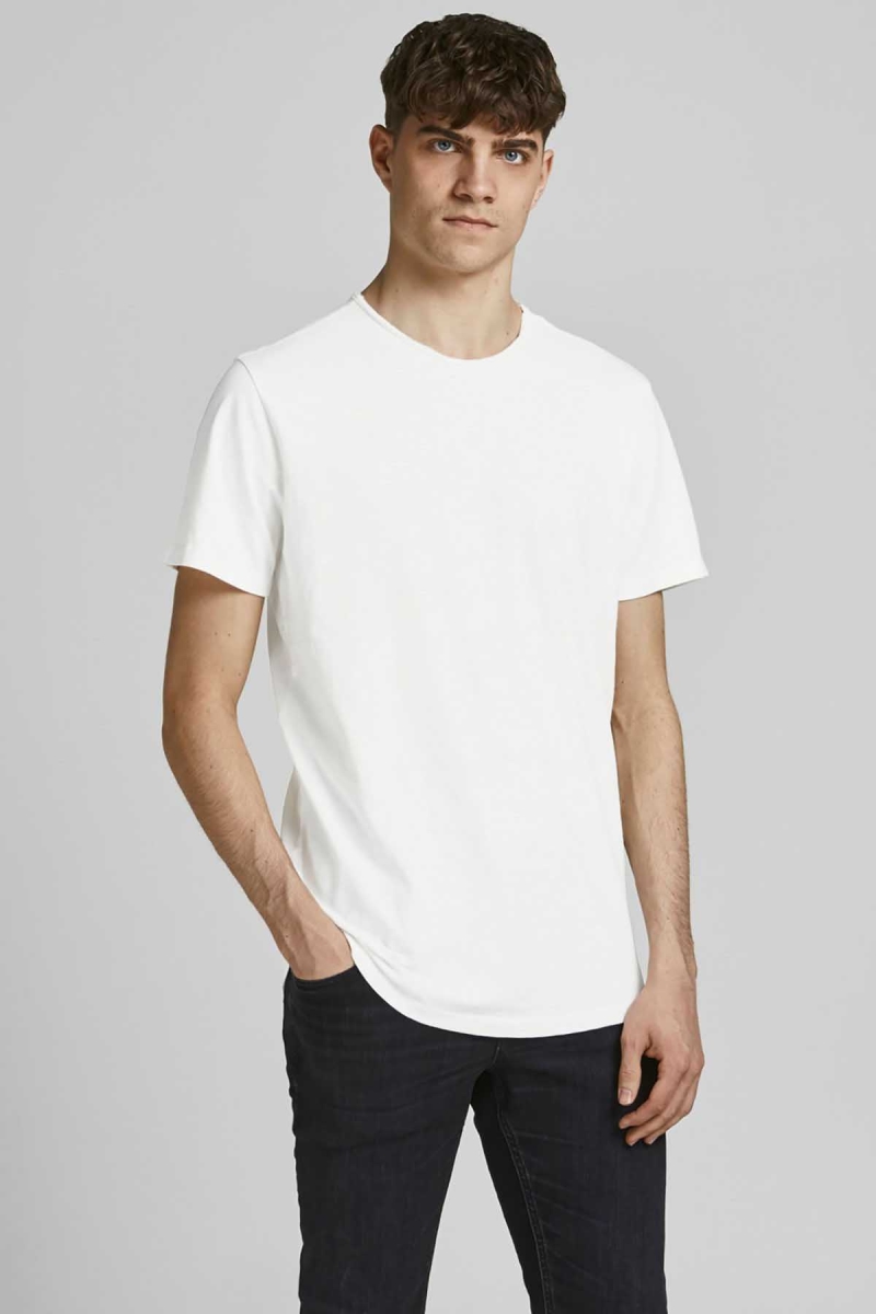 Jack & Jones Erkek Jjebasher Bisiklet Yaka T-Shirt 12182498 Beyaz Beyaz