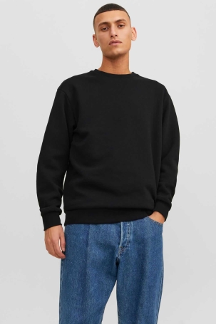 Jack & Jones Erkek Jjebradley Bisiklet Yaka Sweatshirt 12249341 Siyah Siyah