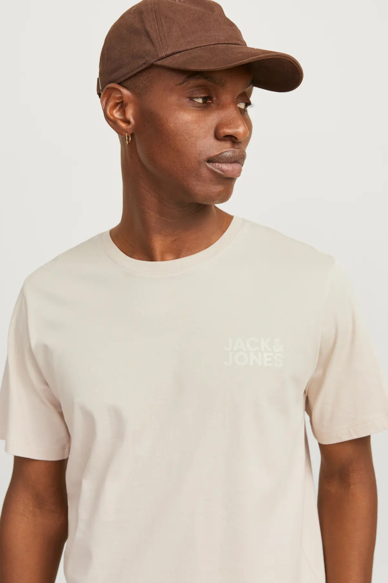 Jack & Jones Erkek Jjecorp Baskı Detaylı Bisiklet Yaka T-Shirt 12151955 Bej Bej