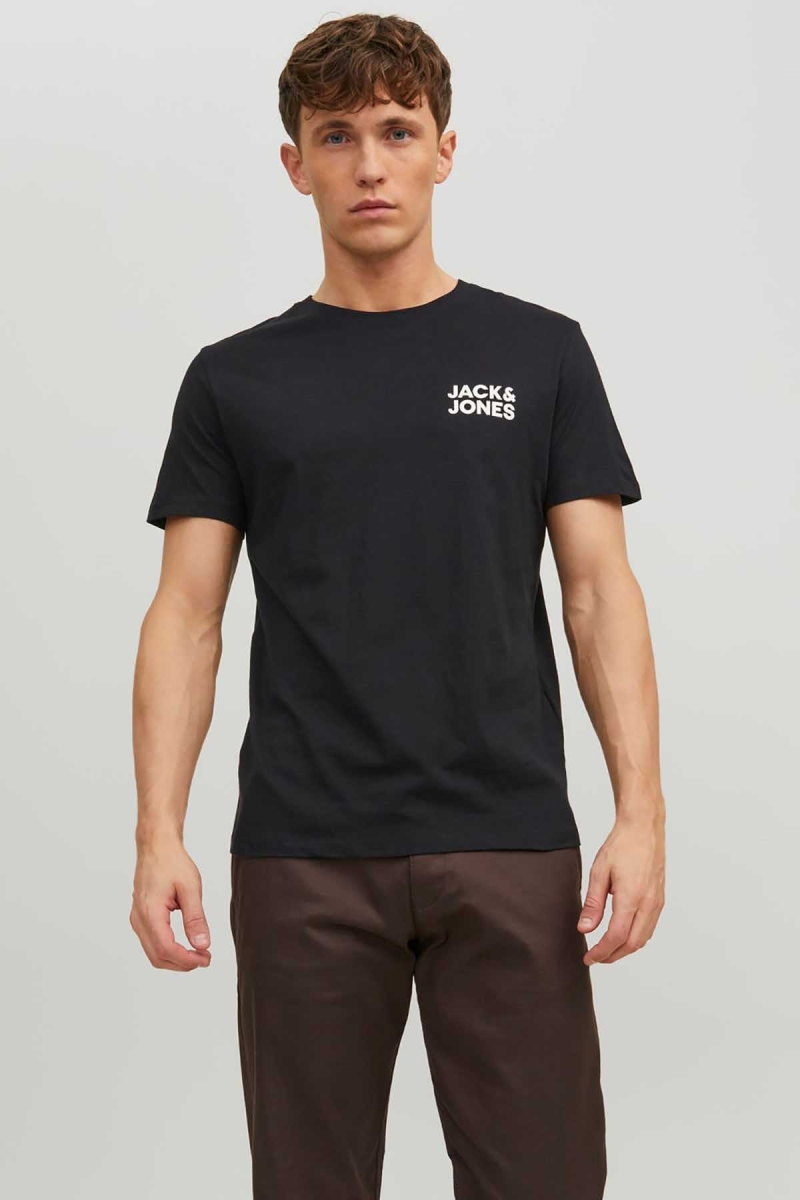 Jack & Jones Erkek Jjecorp Baskı Detaylı Bisiklet Yaka T-Shirt 12151955 Siyah Siyah