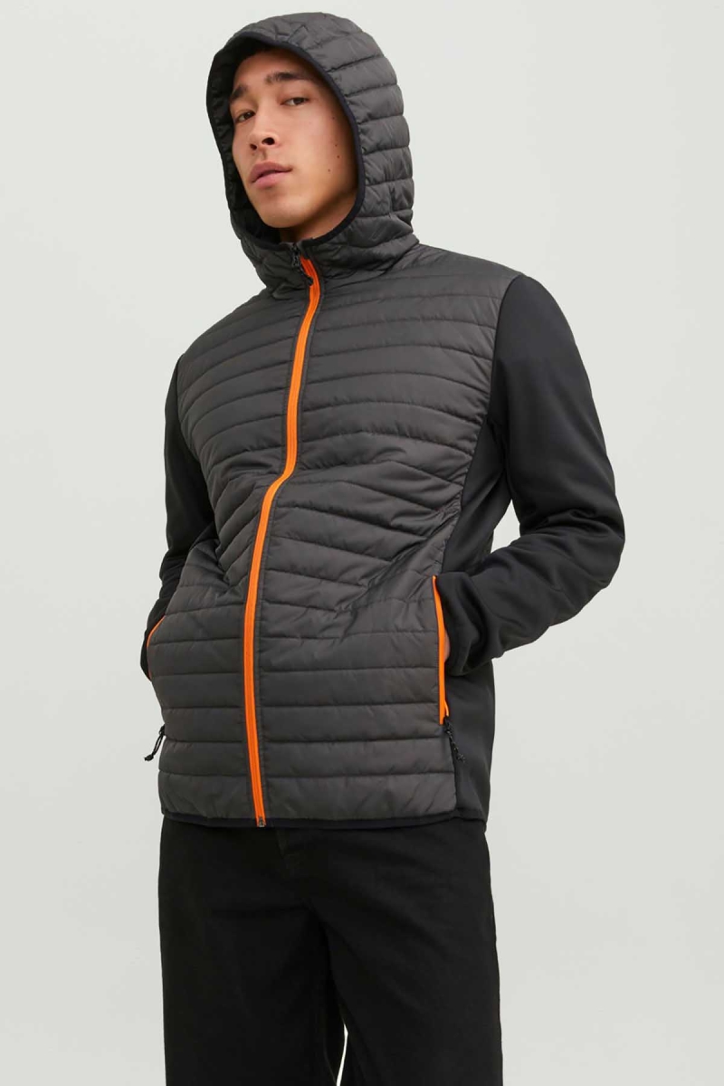Jack & Jones Erkek Jjemultı Rüzgara Dayanıklı Kapüşonlu Mont 12182242 Asfalt Asfalt