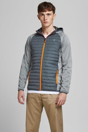Jack & Jones Erkek Jjemultı Rüzgara Dayanıklı Kapüşonlu Mont 12182242 Gri Gri