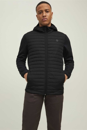 Jack & Jones Erkek Jjemultı Rüzgara Dayanıklı Kapüşonlu Mont 12182242 Siyah Siyah