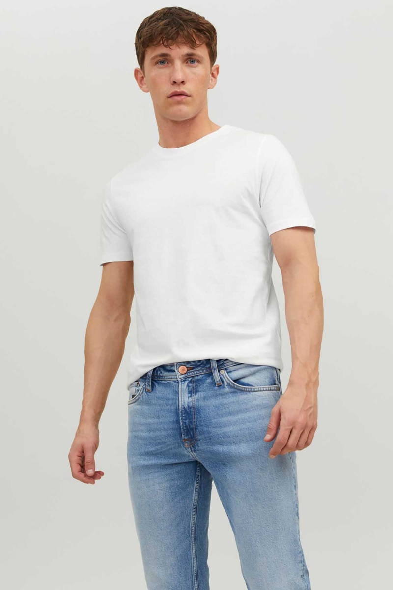 Jack & Jones Erkek Jjeorganıc Bisiklet Yaka T-Shirt 12156101 Beyaz Beyaz