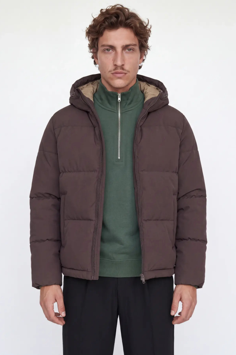 Jack & Jones Erkek Jjgalaxy Kapüşonlu Şişme Mont 12303930 Kahverengi Kahverengi