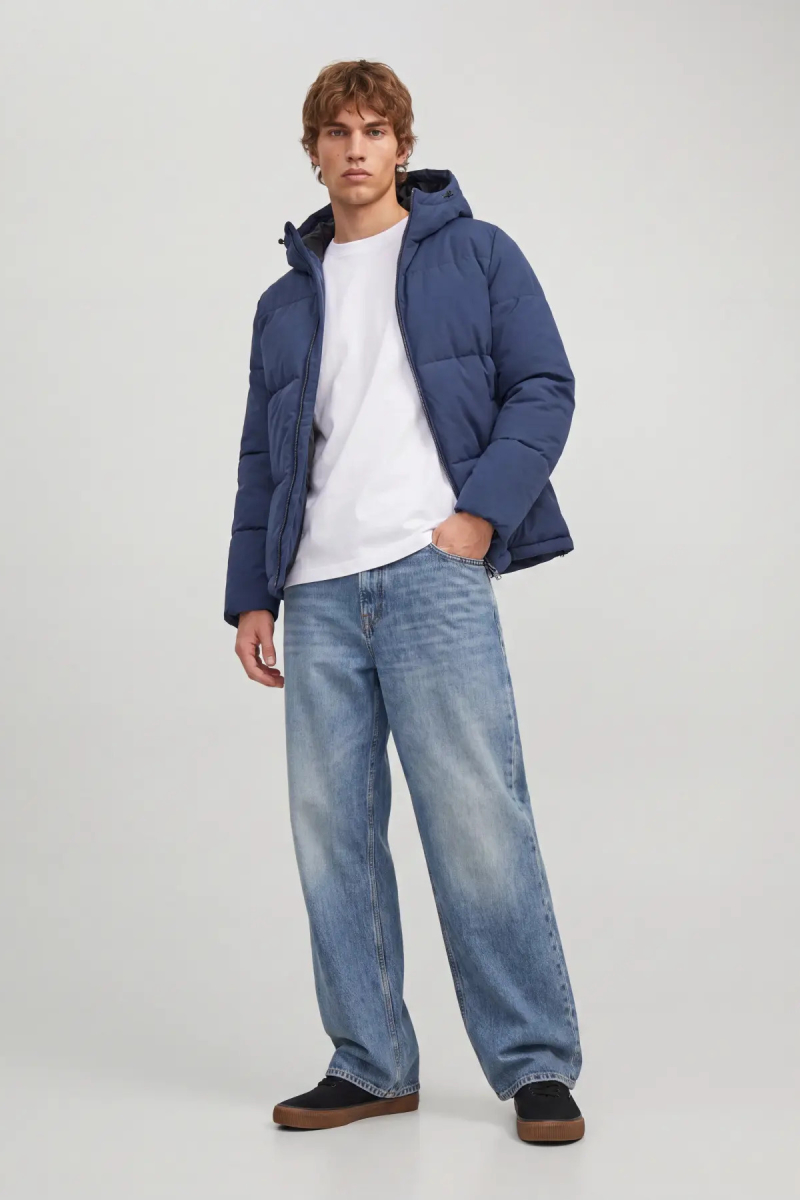 Jack & Jones Erkek Jjgalaxy Kapüşonlu Şişme Mont 12303930 Lacivert Lacivert
