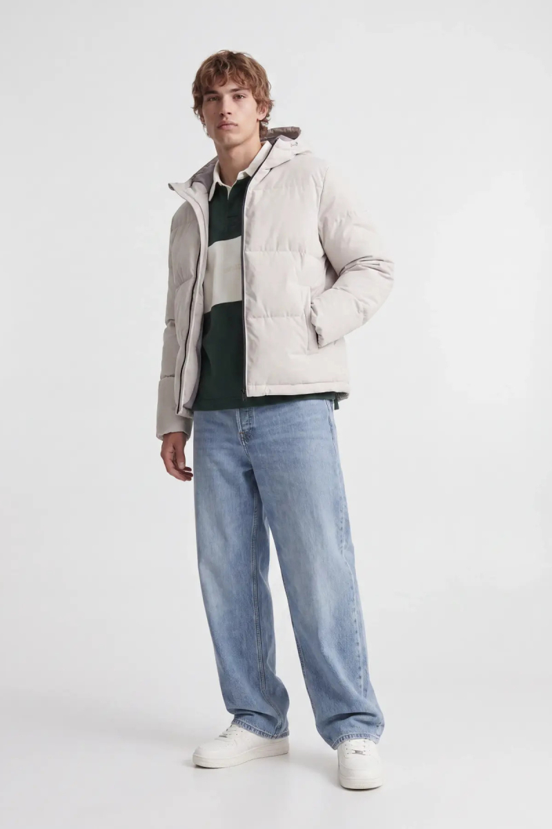 Jack & Jones Erkek Jjgalaxy Kapüşonlu Şişme Mont 12303930 Taş Taş
