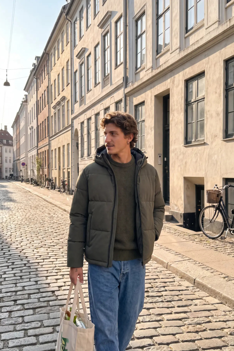 Jack & Jones Erkek Jjgalaxy Kapüşonlu Şişme Mont 12303930 Yeşil Yeşil
