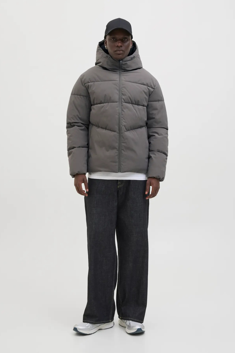 Jack & Jones Erkek Jjglobal Kapüşonlu Şişme Mont 12283517 Gri Gri