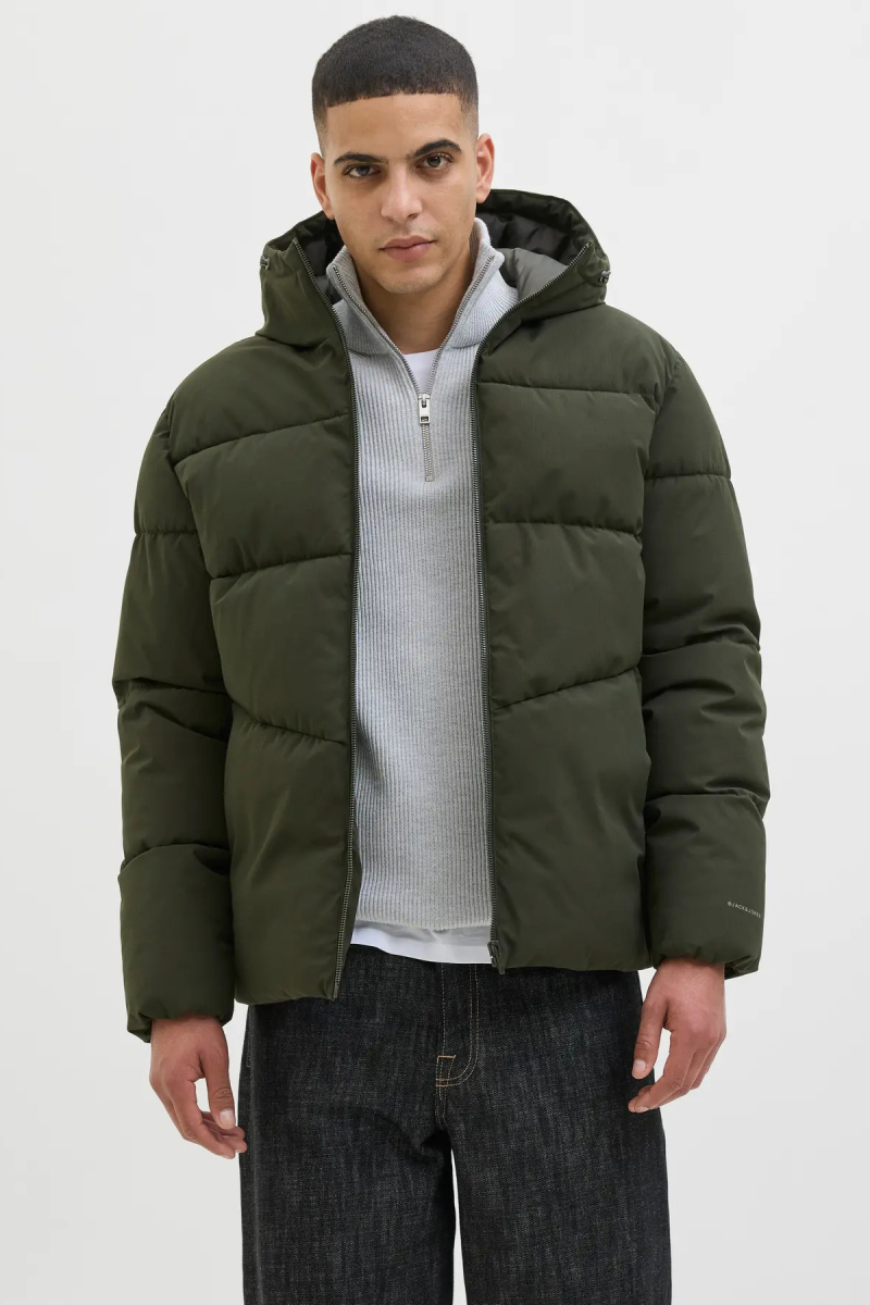 Jack & Jones Erkek Jjglobal Kapüşonlu Şişme Mont 12283517 Koyu Yeşil Koyu Yeşil