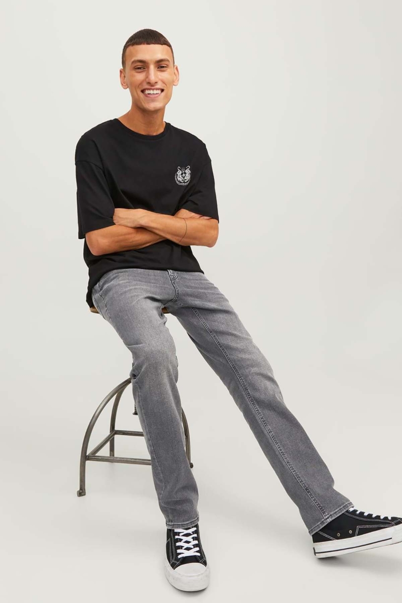 Jack & Jones Erkek Jjıglenn Düşük Bel Slim Fit Jean Pantolon 12243599 Siyah Siyah