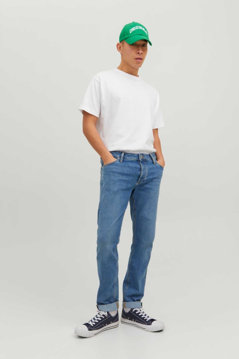 Jack & Jones Erkek Jjiglenn Slim Fit Jean Pantolon 12229139 Mavi Mavi