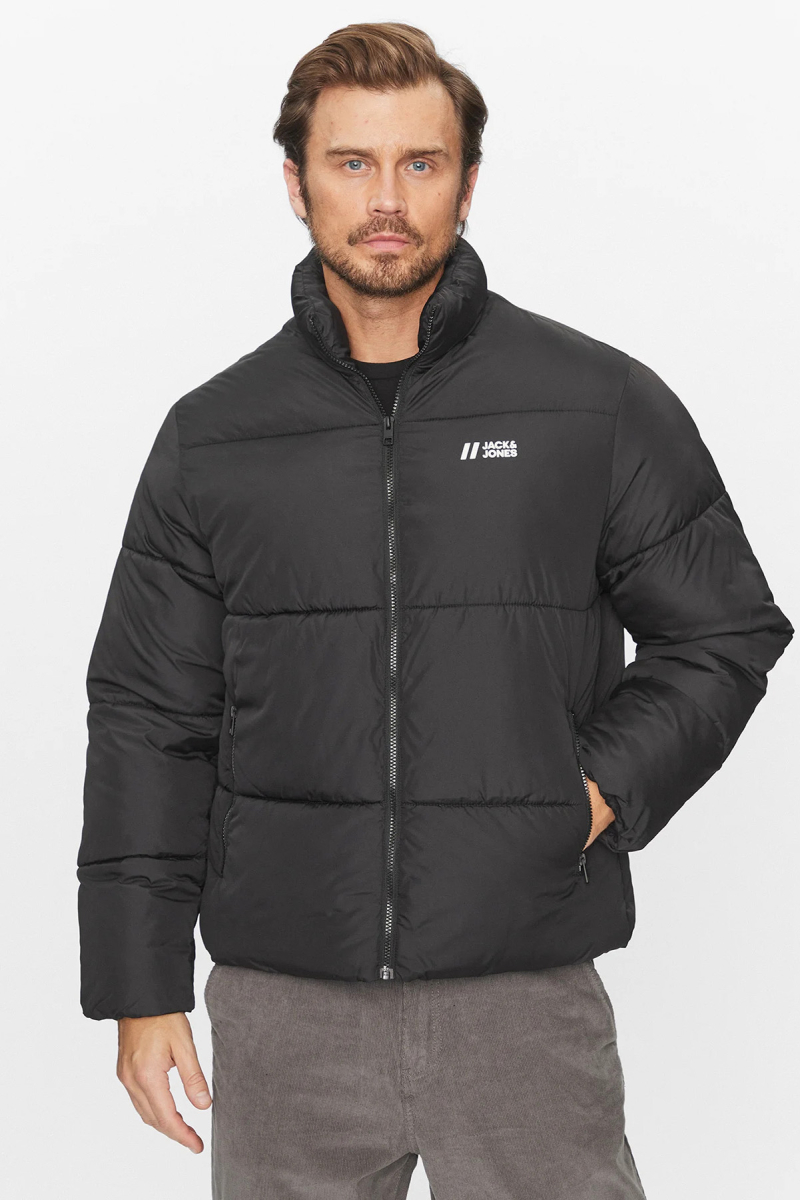 Jack & Jones Erkek Jjmax Dik Yaka Puffer Mont 12238745 Siyah Siyah