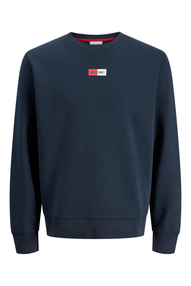 Jack & Jones Erkek Jjpan Bisiklet Yaka Logo Detaylı Sweatshirt 12310759 Lacivert Lacivert