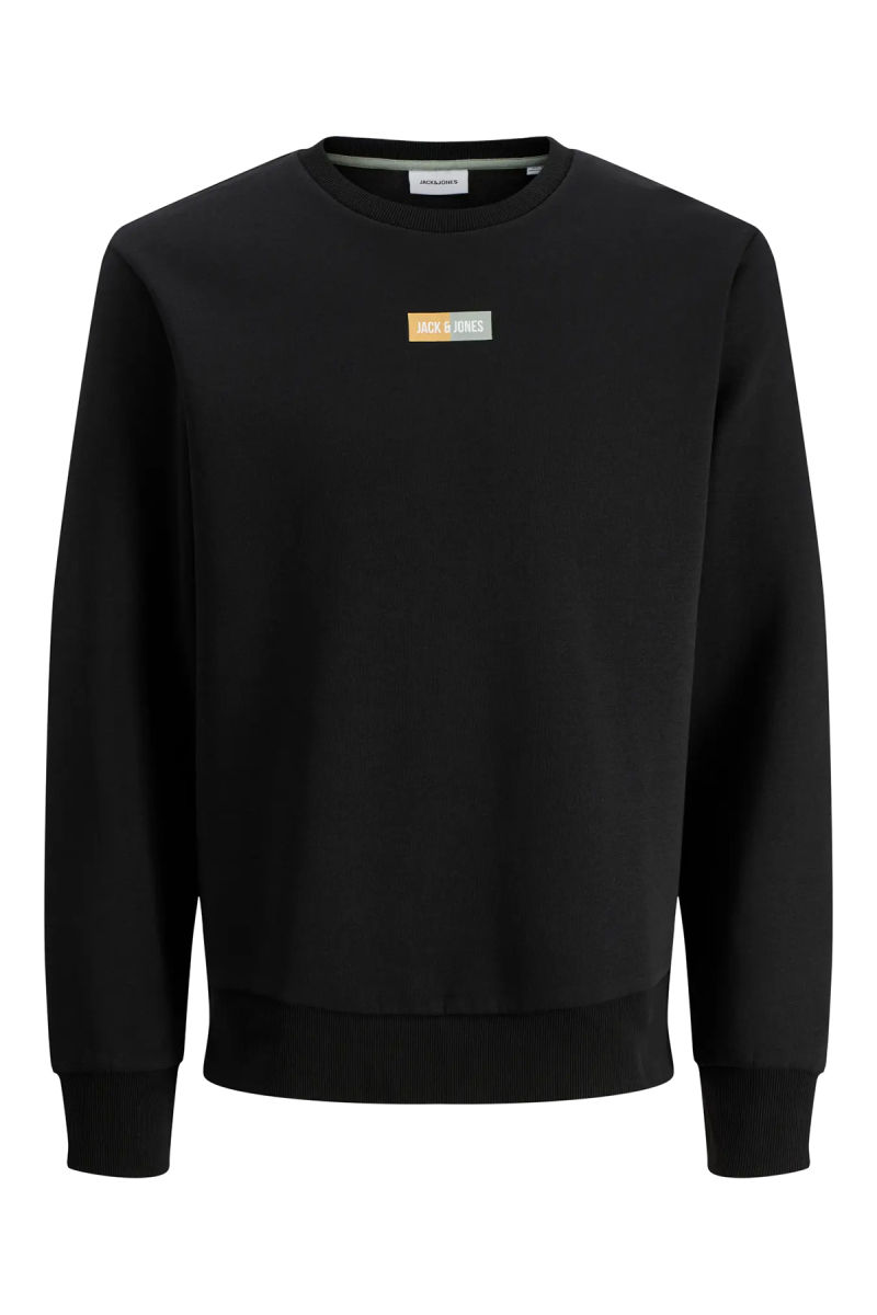 Jack & Jones Erkek Jjpan Bisiklet Yaka Logo Detaylı Sweatshirt 12310759 Siyah Siyah