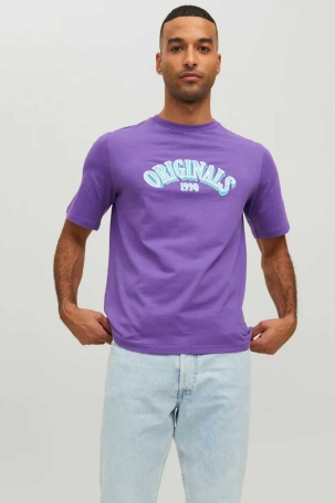 Jack & Jones Erkek Joreuphori Baskı Detaylı T-Shirt 12232256 Lavanta Lavanta