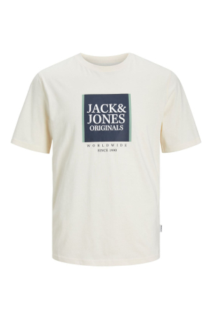 Jack & Jones Erkek Jorlafayette Baskı Detaylı Bisiklet Yaka %100 Pamuk T-Shirt 12252681 Bej Bej