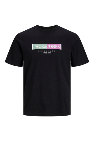 Jack & Jones Erkek Jorlafayette Baskı Detaylı Bisiklet Yaka %100 Pamuk T-Shirt 12252681 Siyah Siyah