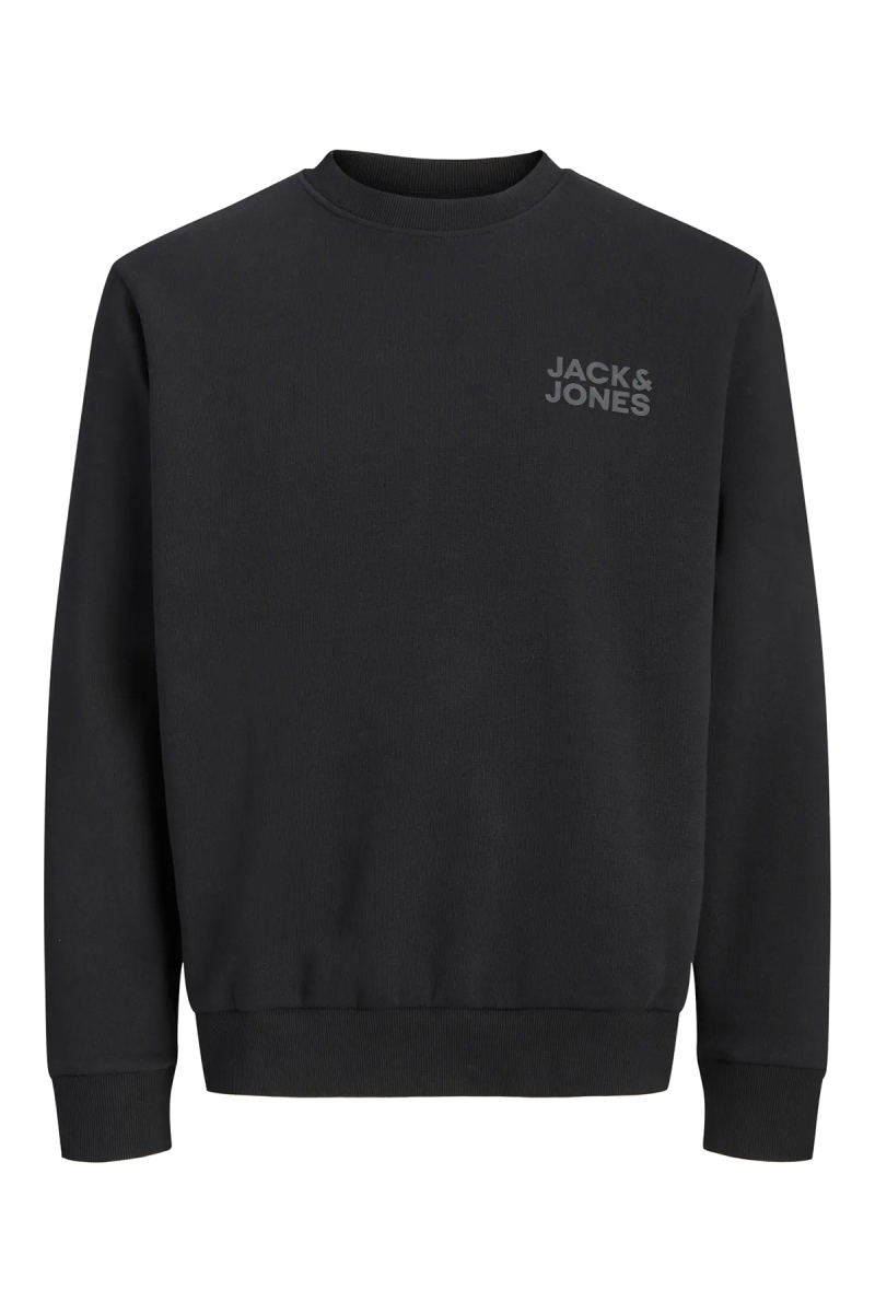 Jack & Jones Erkek Jorlogo Rahat Kalıp Bisiklet Yaka Sweatshirt 12290659 Siyah Siyah