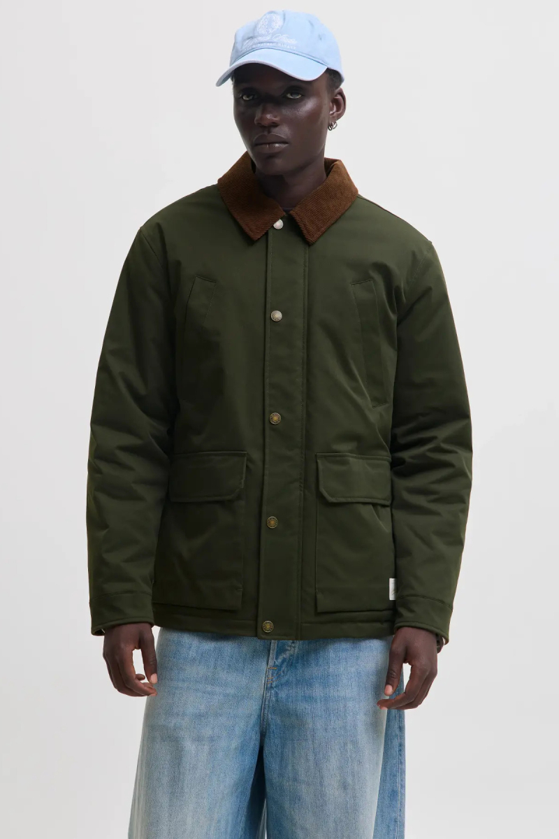Jack & Jones Erkek Jornorrebro Çıt Çıt ve Fermuar Kapamalı Gömlek Yaka Mont 12301609 Haki Haki