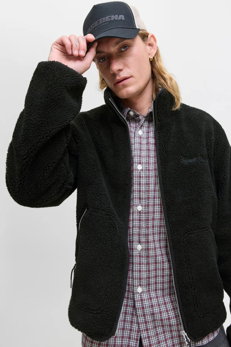 Jack & Jones Erkek Jornorrebro Dik Yaka Teddy Polar Mont 12282890 Siyah Siyah