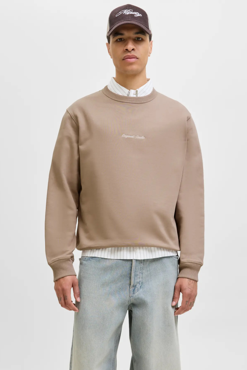 Jack & Jones Erkek Jornorrebro Rahat Kalıp Bisiklet Yaka Sweatshirt 12282893 Mocha MOCHA