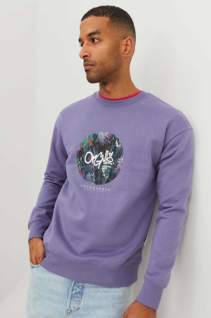 Jack & Jones Erkek Jorsılverlake Bisiklet Yaka Sweatshirt 12242366 Mor Mor
