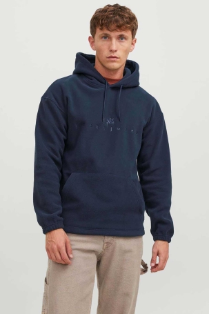 Jack & Jones Erkek Jorsılverlake Kapüşonlu Polar Sweatshirt 12242470 Lacivert Lacivert